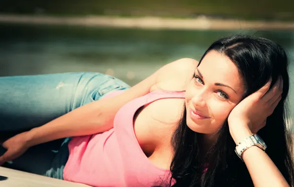 Look, girl, pose, watch, makeup