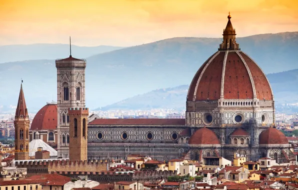 Picture the city, building, home, Italy, panorama, Cathedral, Florence, architecture