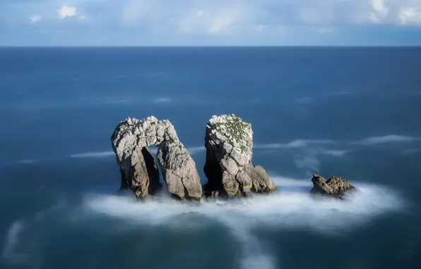 Picture sea, rocks, coast, Spain, Spain, Costa Quebrada, Cantabria, Pielagos