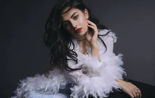 Picture feathers, singer, photoshoot, Charli XCX, Charlotte Emma Aitchison, Time magazine, Aaron Hewitt