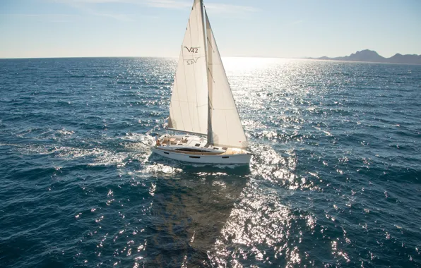 Sea, the way, the wind, coast, yacht, sails, walk, Solnce