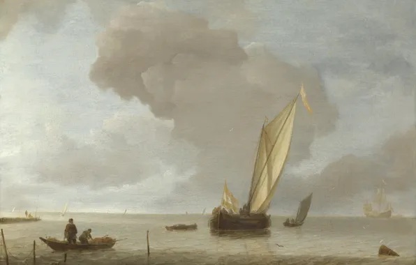 Picture ship, picture, sail, Jan van de Cappelle, Jan van Kappel, A Small Dutch Vessel before …