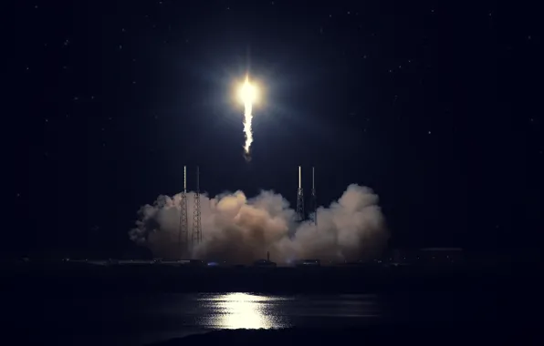 Start, SpaceX, Falcon 9, Cape Canaveral, Dragon Fire. rocket