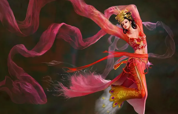 Picture girl, fantasy, the wind, dance, Diao ChanII
