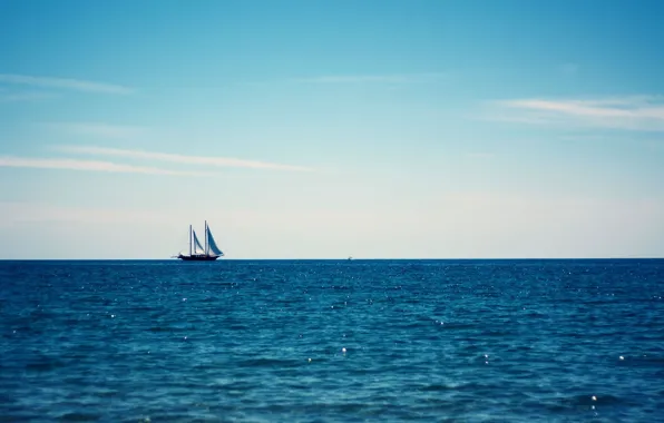 Sea, summer, the sky, blue, yacht, horizon