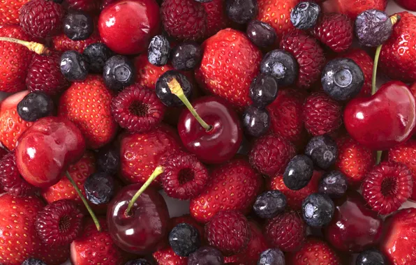Picture cherry, berries, raspberry, blueberries, strawberry