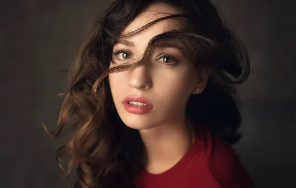 Look, curl, sponge, the beauty, teeth, brown-eyed, Lena