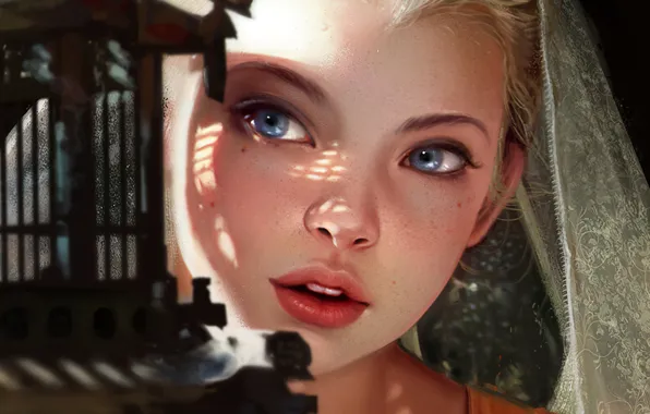Eyes, girl, face, art, blonde, lips, girl, beautiful