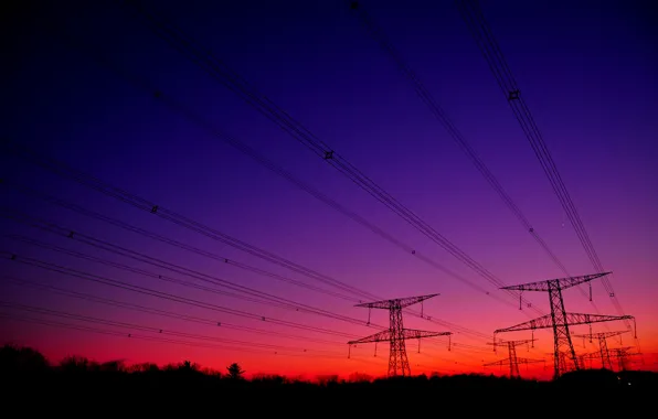 Picture the sky, wire, silhouette, support, glow