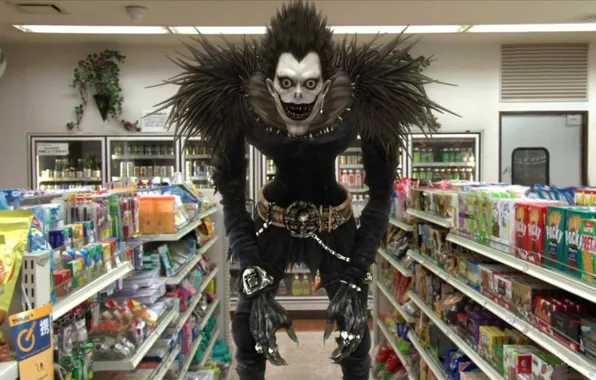 Picture skull, monster, Death note, Ryuk, the God of death, black clothes, face