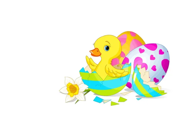 Picture background, holiday, egg, art, Easter, duck, Easter, flower