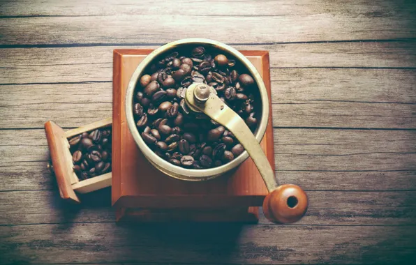 Picture coffee, coffee beans, coffee grinder