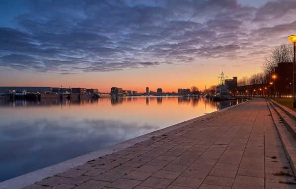 Picture the evening, lights, Netherlands, promenade, Holland, Haarlem