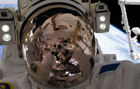 Reflection, USA, ISS, astronaut, NASA, Thomas Sands