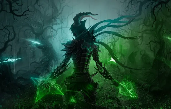 The atmosphere, forest, demon hunter, art fantasy