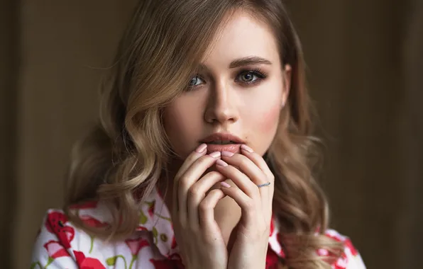 Look, girl, face, background, hair, hands, PORTRA, Vlad Popov