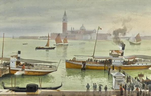 Albert Nikolaevich Benois, VIEW OF VENICE FROM, watercolour over pencil heightened with white, THE RIVA …
