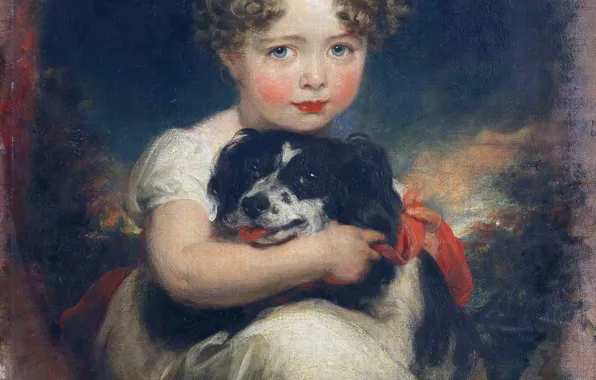 Picture Dog, Look, Picture, Child, Girl, Spaniel, English artist, Thomas Lawrence