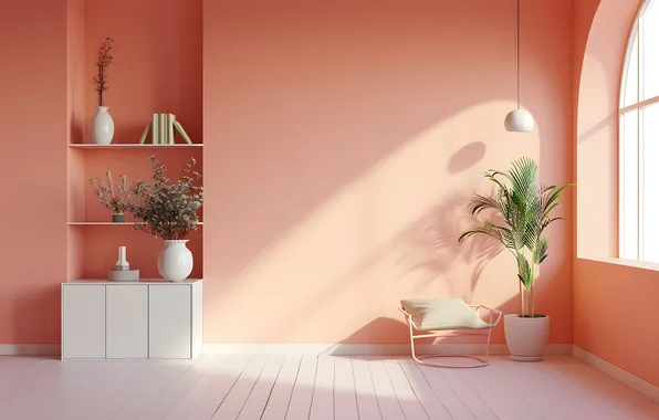 Design, style, room, interior, minimalism, plants, chair, the scenery