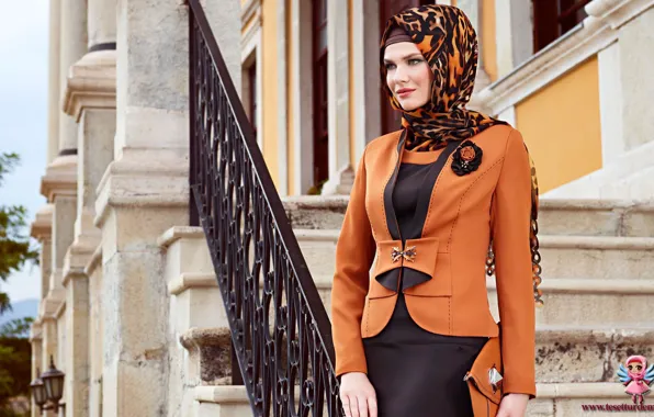 Picture modern hijab clothing, Turk, Girl. Model