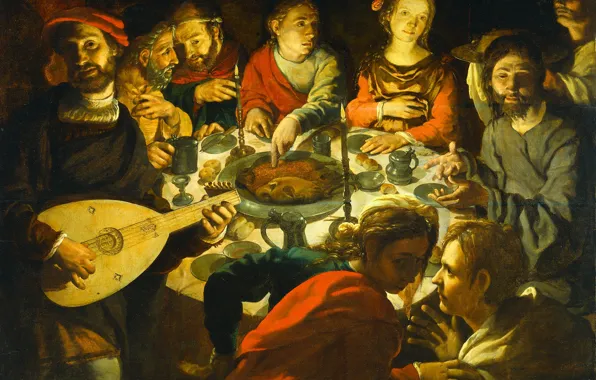 Tree, oil, picture, feast, genre, Ian Cornelison Vermeer, The marriage in Cana
