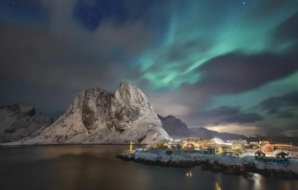 Norway, town, cold, polar aurola