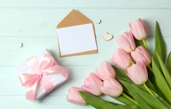 Picture flowers, gift, bouquet, tulips, pink, wood, pink, flowers