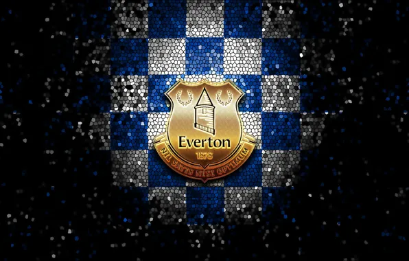 Wallpaper, sport, logo, football, Everton, glitter, checkered