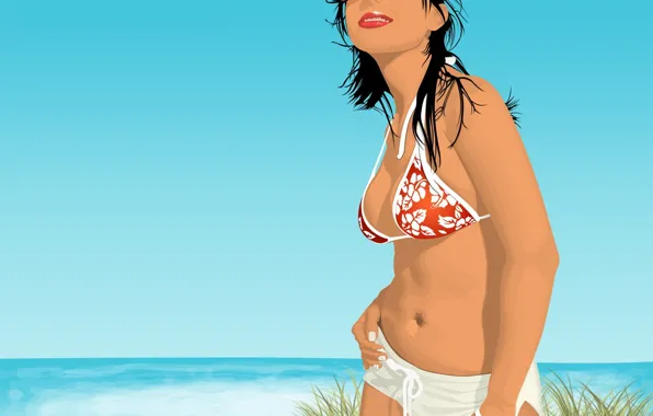 Picture swimsuit, girl, vector