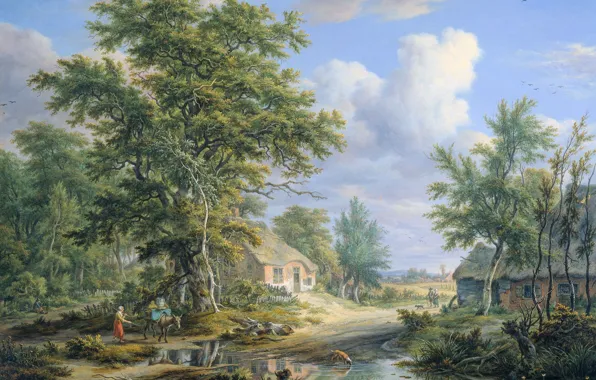 Picture landscape, picture, Egbert van Delst, Farm on the edge of the Forest
