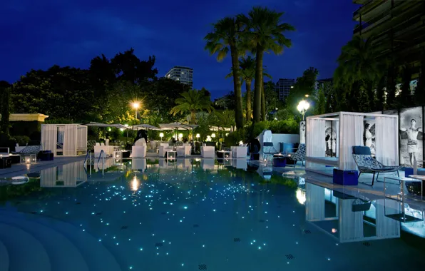 The city, the evening, pool, the hotel, Monte-Carlo, Hotel Metropole
