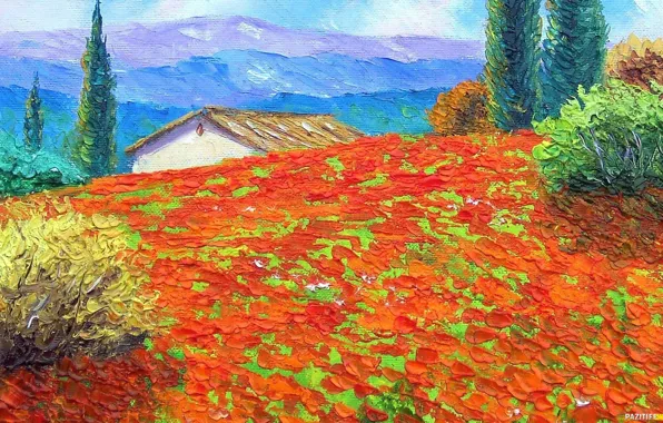 Picture artist, house, impressionist, jean marc janiaczyk, art. field. Maki