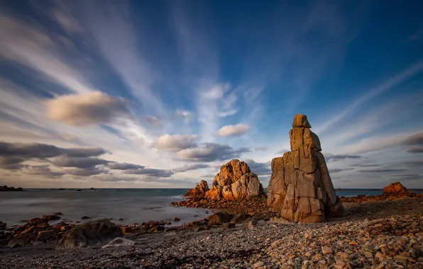 Rocks, coast, France, Brittany
