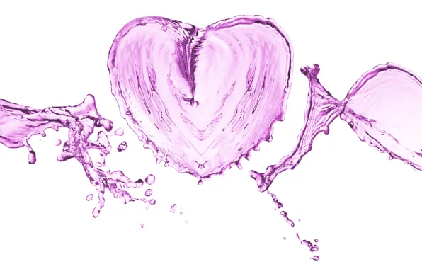 Water, drops, squirt, pattern, heart