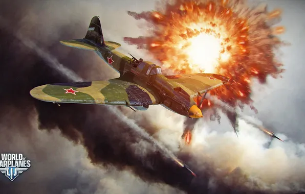 The explosion, the plane, USSR, aviation, air, MMO, Wargaming.net, World of Warplanes