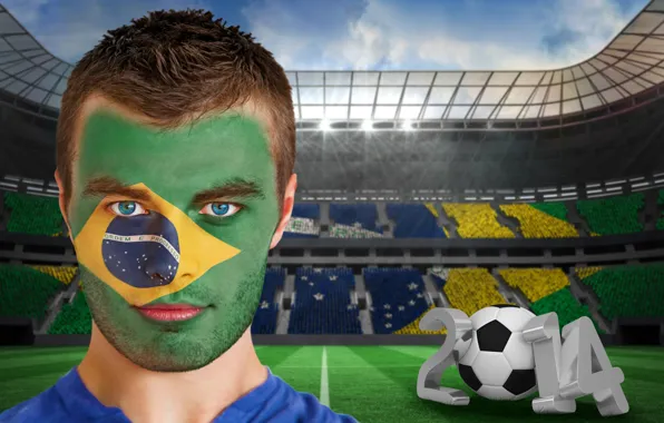 Picture football, face, flag, World Cup, Brasil, FIFA, 2014
