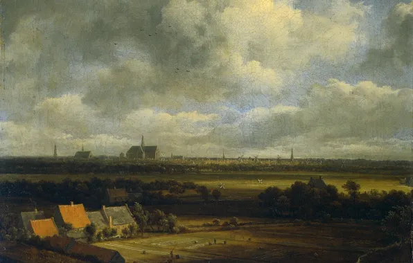 Landscape, oil, picture, canvas, Jacob van Ruisdael, View of Haarlem from the North-West