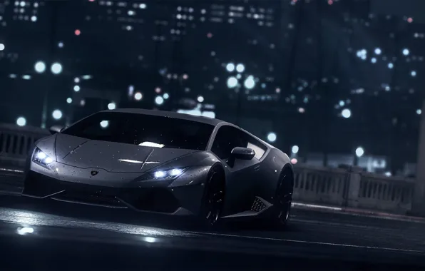 Picture Lamborghini, Dark, Front, Black, Water, Color, Supercar, Wheels