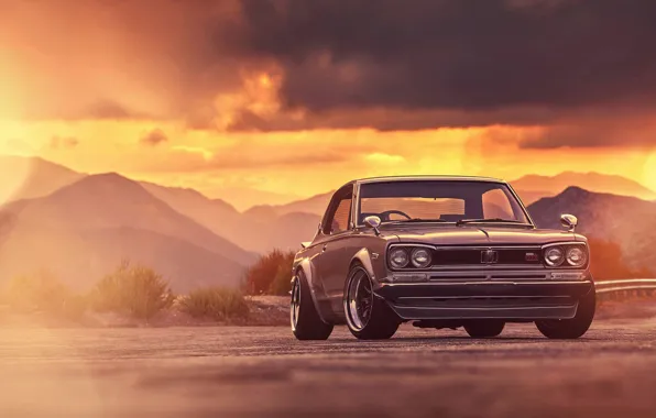 Picture Nissan, GTX, Car, Classic, 2000, Front, Sunset, Skyline
