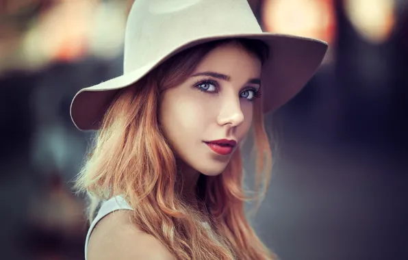 Look, background, model, portrait, hat, makeup, hairstyle, beauty