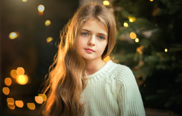 Picture look, new year, girl, bokeh, Olga Boyko