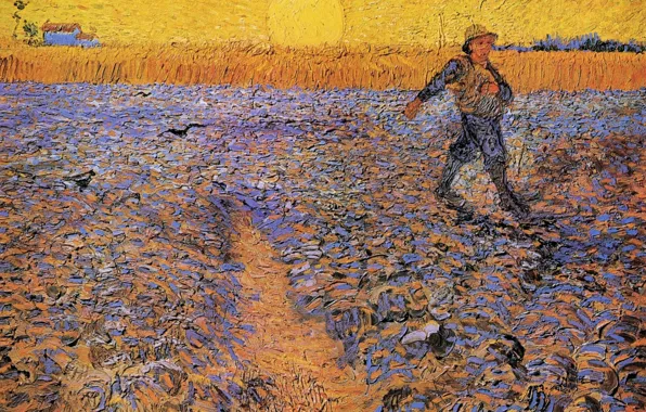 Field, the sun, Vincent van Gogh, The Sower 4, the guy in the hat, the …