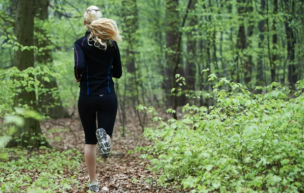 Woman, woods, Runnin