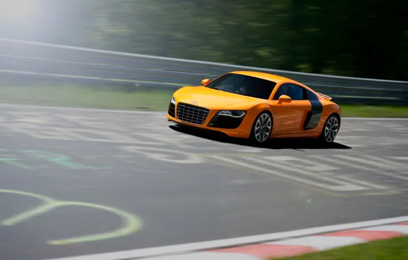 Audi, Orange, Speed, Orange, Speed, Supercar, Track, Supercar