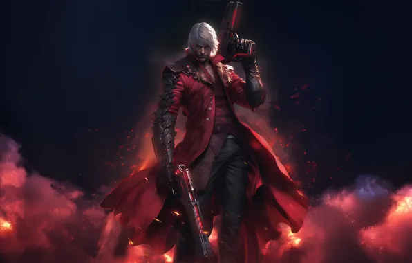 Red, gun, pistol, devil, weapon, power, man, rifle