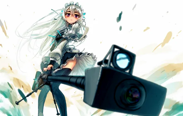 Look, girl, weapons, sight, sniper rifle, clips, Chaika the coffin, Hitsugi no Chaika