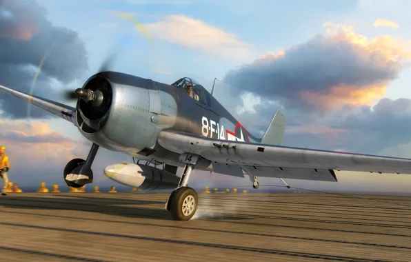 Deck, carrier-based fighter, US NAVY, Grumman F6F-3 Hellcat, Petr Štěpánek