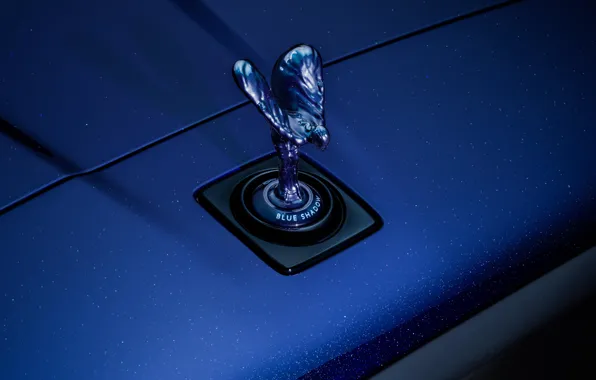 Rolls-Royce, close-up, symbol, Spirit of Ecstasy, Cullinan, Rolls-Royce Cullinan Black Badge Blue Shadow