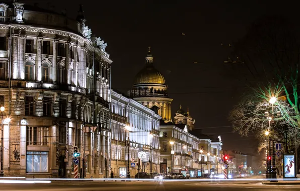 Picture road, night, lights, street, lights, Russia, Peter, Saint Petersburg