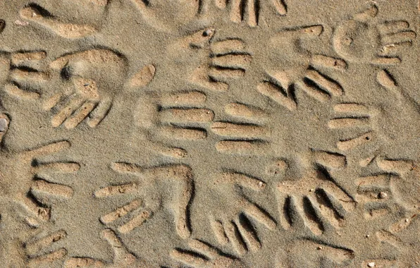 Sand, background, hand, imprint
